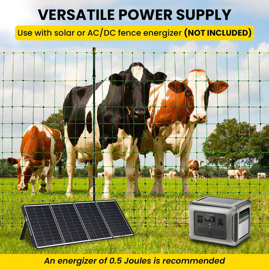 Electric Fence Netting, 42.6" H x 164'L Electric Anti-Predator Poultry Fence, PE Net Fencing Kit with 14 Posts Double Spiked, Movable Livestock Nets for Sheep, Hogs, Cattle and Other Poultry
