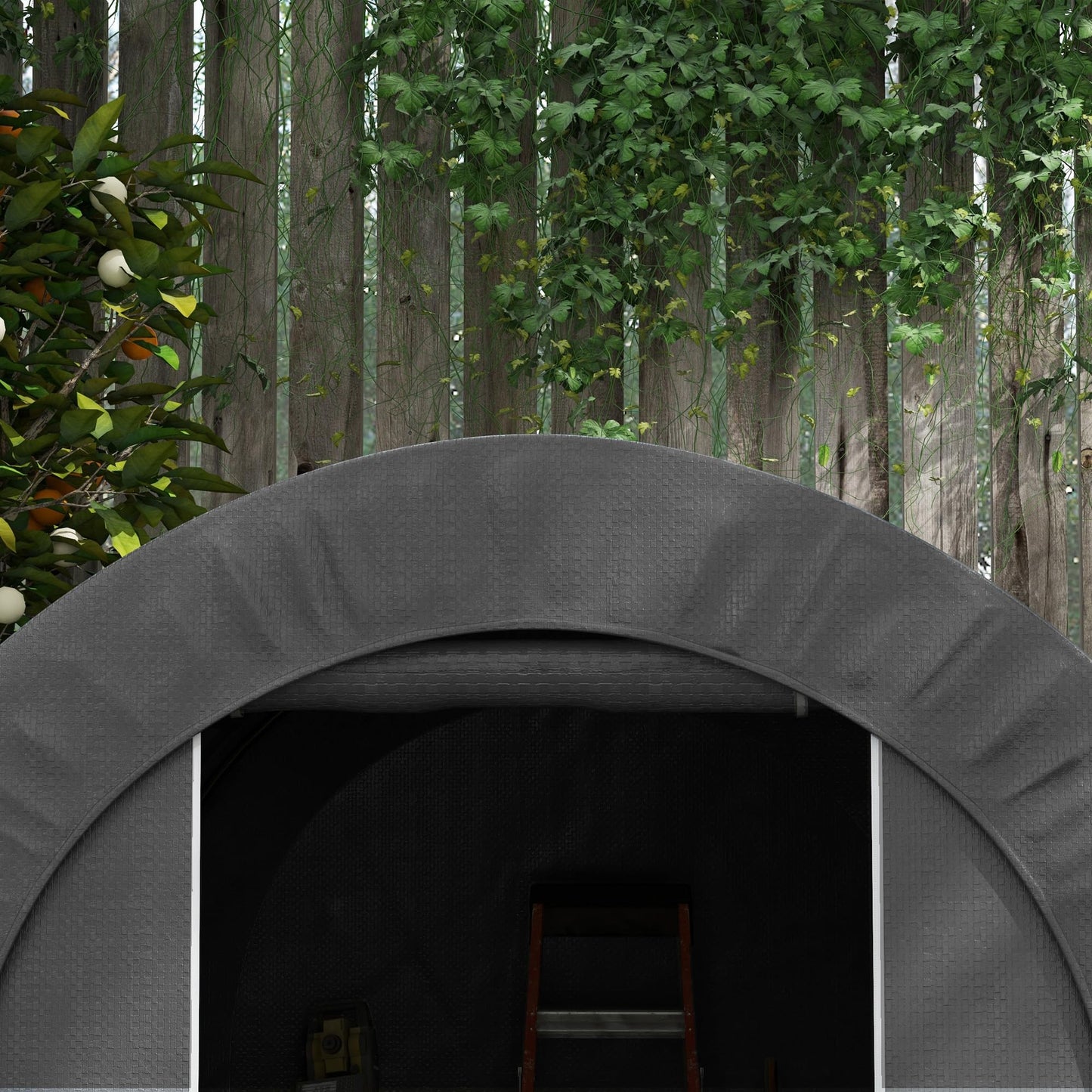 Outsunny 6' x 8' Garden Storage Tent with Galvanized Metal Frame, Waterproof Portable Shed, Heavy Duty Outdoor Shed for Bike, Motorcycle, Garden Tools - Gray