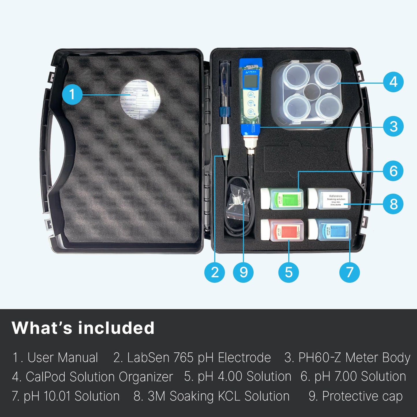 Apera Instruments PH60Z-MT Smart Handheld pH Meter Tester Kit with LabSen 765 pH/Temp. Blade Spear Electrode for Lab-Grade pH Measurement in Meats and Solid Food Samples