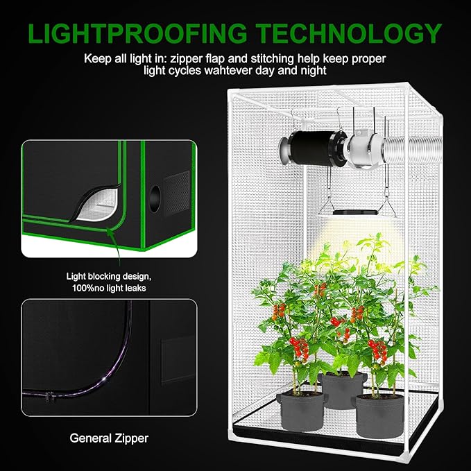 MELONFARM 4x2 Grow Tent, 48"x24"x72'' High Reflective 600D Diamond Mylar Canvas with Observation Window and Floor Tray for Hydroponic Indoor Plant Growing