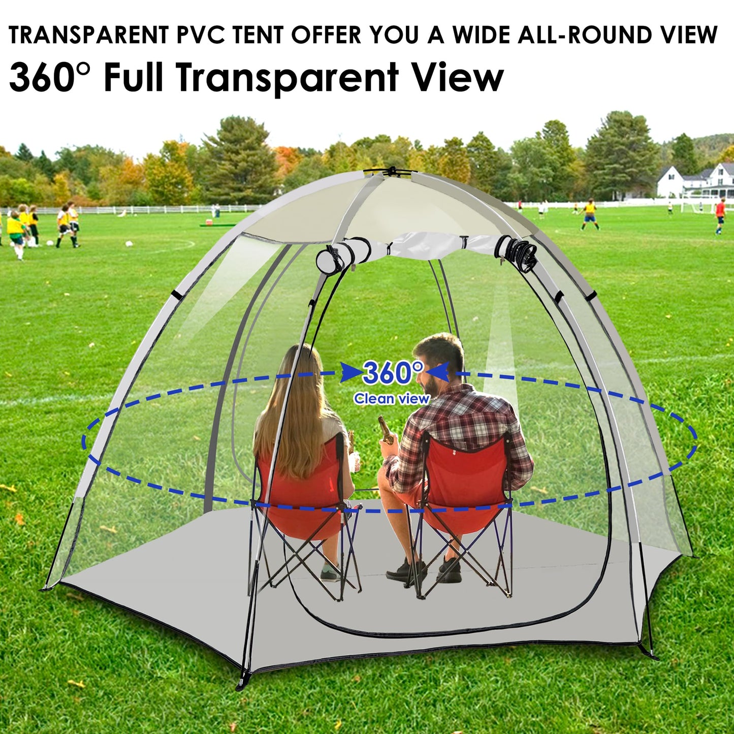 MAIZOA Sports Tent, 4-6 Person Fully Transparent View, 6.6''*6.6'',Waterproof/Windproof/coldproof, Removable Waterproof Canopy, Suitable for Ball Games, Camping, Fishing, Party, Outdoor Activities