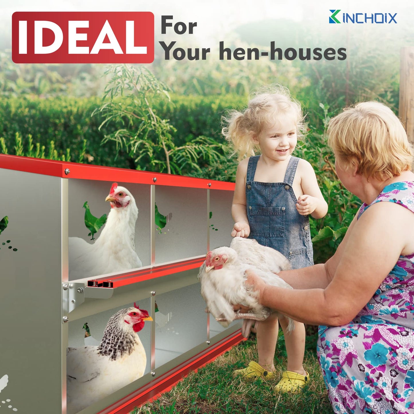 Chicken Nesting Boxes - 6 Compartment Metal Poultry Nest Box Wall Mount for Chickens, Hens, Ducks - Easy Egg Collection - Large Vented Holes Chicken Coop Equipment (6 Compartment)