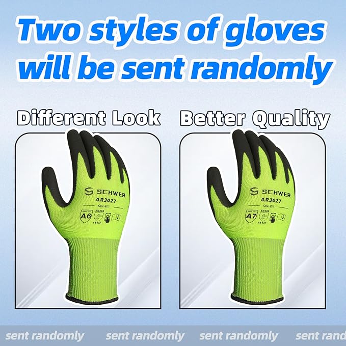 Schwer 6 Pairs Cut Resistant Work Gloves ANSI A6 Cut Proof Glove CR3027, Touchscreen, Working Gloves for Men and Women Used for Woodworking, Glass Cutting, Warehouse, Construction, Car Repair, XL