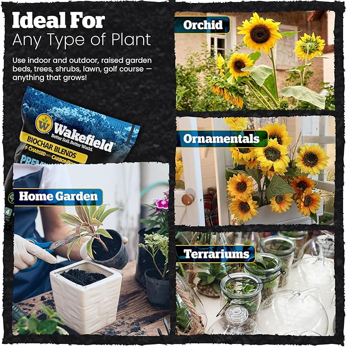 Wakefield Premium Indoor Potting Soil - Professional Biochar & Probiotics with CarbonBoost Technology - Ultimate Organic Potting Mix for Indoor & Outdoor Plants, Succulents & House Plants - 4Quarts