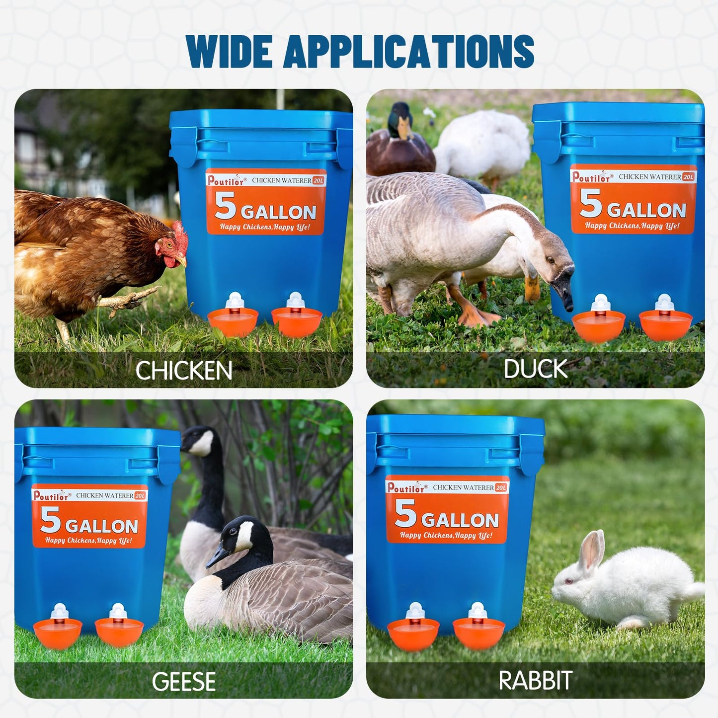 12 Pack Large Automatic Chicken Waterer Cups | Chicken Water Feeder | Poultry Water Feeder Kit | Tee Fittings Poultry Feeder Cups for Chicks, Duck, Turkey, Goose