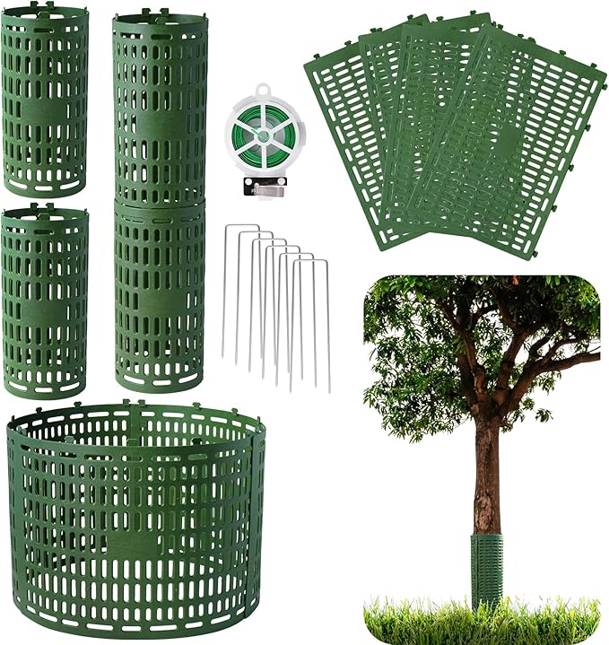 7pcs Tree Trunk Protector, Tree Guards Trunk Protector with Twist Ties, Resizable for Various Size Trees or Plants, Preventing Tree Bark Damage from Pruners, Mowers, and Rodents