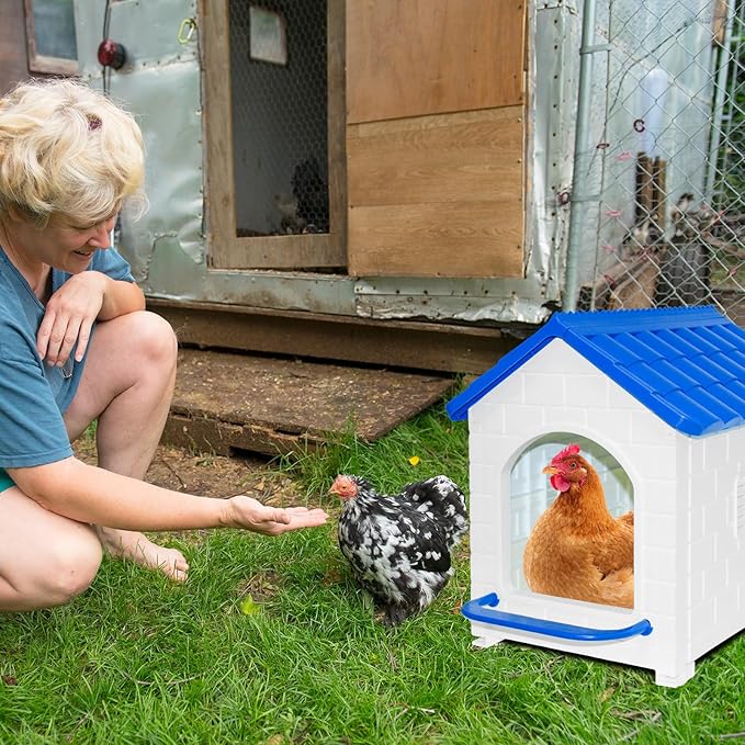 1 Pack Chicken Nesting Box,Waterproof Plastic Chicken Coop,Wall & Floor Nest Box for Hens,Ducks, Rabbits and Other Poultry (Blue)