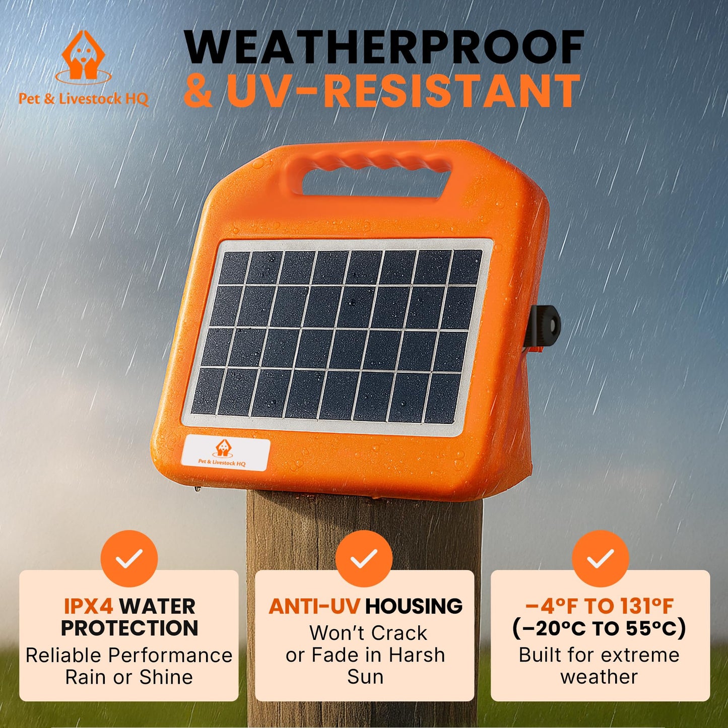 30 Miles Solar Electric Fence Charger - Solar Powered Electric Fence Kit 0.65 Joule - Fence Energizer for Livestock, Horses, Cattle, Sheep