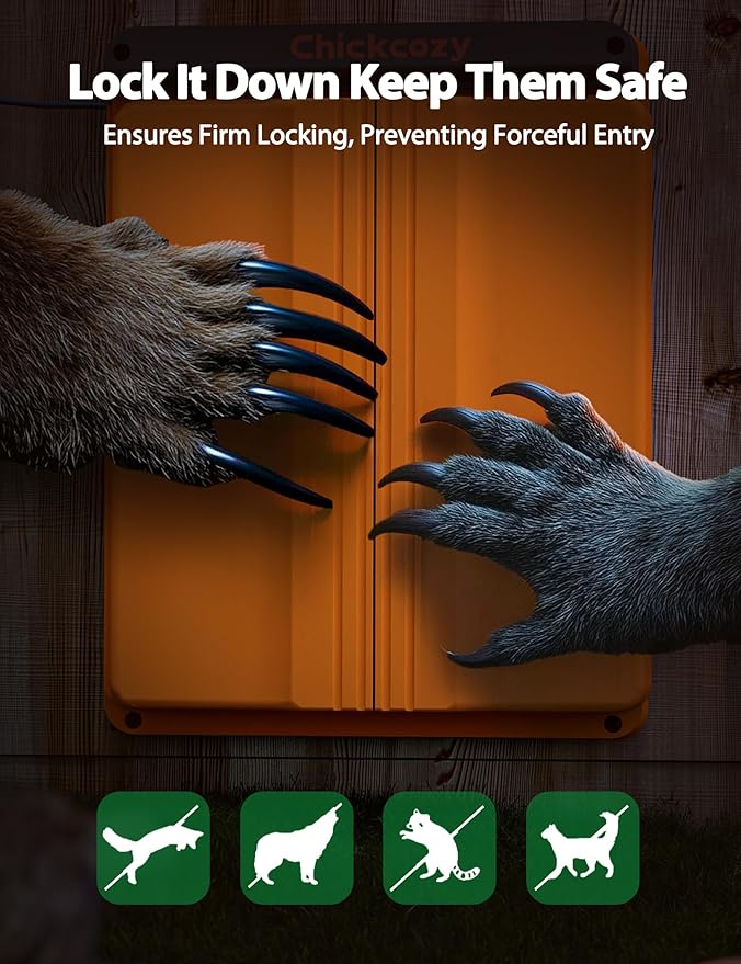 Solar-Powered Automatic Chicken Coop Door, Dual Motor Chicken Coop Door with Light Sensor, Timer & Manual Mode, Automatic Coop Door with Dual Anti-Pinch System, Weatherproof