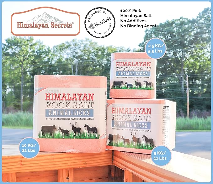 Himalayan Secrets® 5.5LB (2.5KG) Compressed Pink Himalayan Salt Lick | for Livestock and Wildlife Animals | 100% Pure & Natural Feed Salt Block | Natural Minerals and Trace Elements