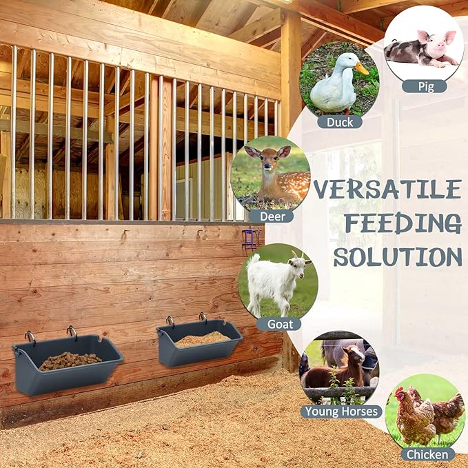 Wenqik 20 Pack 5 Quart Hanging Chicken Feeders Trough Goat Feeder Duck Water with Metal Clips Chicken Waterer Bucket Container for Fence Turkeys Horse Pig Deer Goose Livestock Poultry Supplies