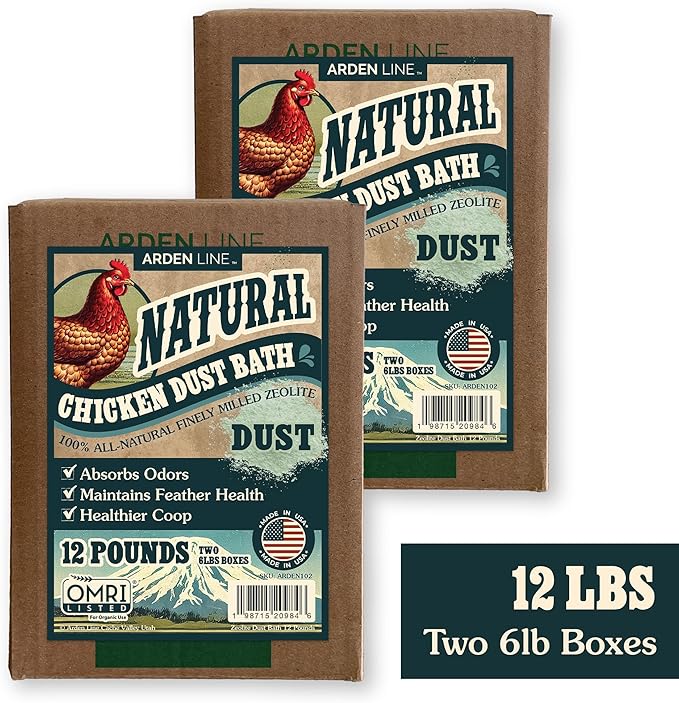 Zeolite Chicken Dust Bath | All-Natural Finely Milled Zeolite Dust | Natural Kraft Box Packaging | Chicken Coop Accessories | Made in The USA