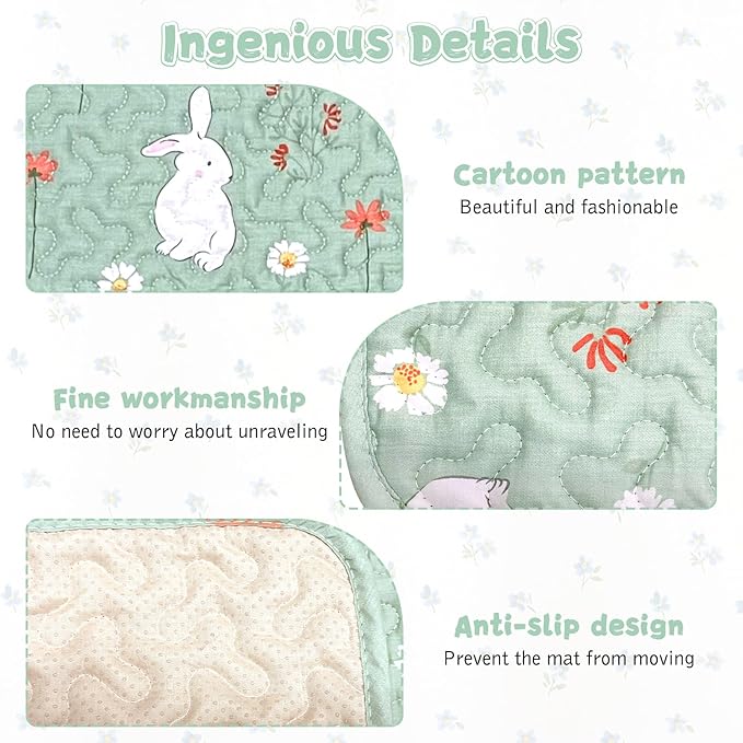 kathson 70" L x 27.5" W Rabbit Cage Liners Washable Rabbit Floor Mat Reusable Bunny Rug Super Absorbent Guinea Pig Carpet Anti-Slip for Hamsters Ferrets Hedgehog Chinchilla All Small Animals