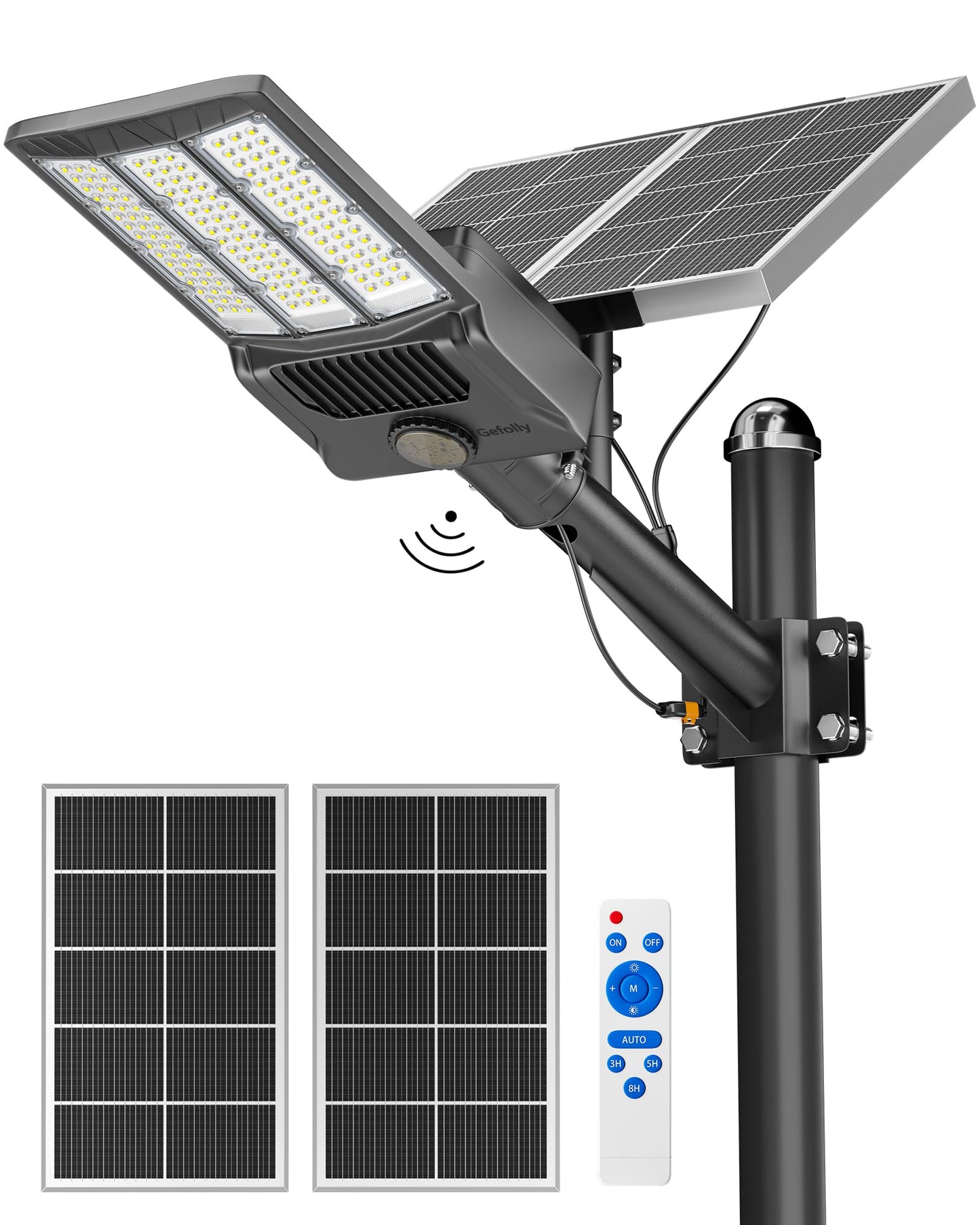 Gefolly SL-12000W Solar Street Light Outdoor 900000LM Wide Angle Commercial Parking Lot Lights Dusk to Dawn 6500K Flood Security Light IP67 Lamp for Basketball Court, Yard, Road