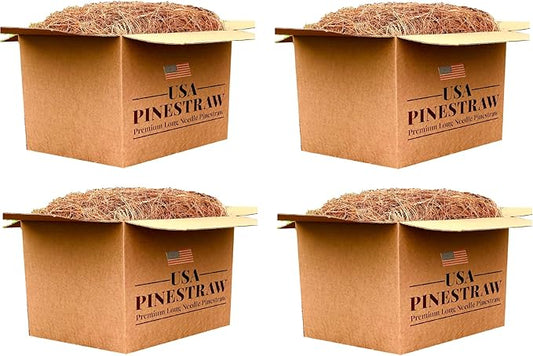 USA Pine Straw - Premium Pine Needle Mulch (Pine Needle Mulch - Covers 100 Sqft 4 Set)