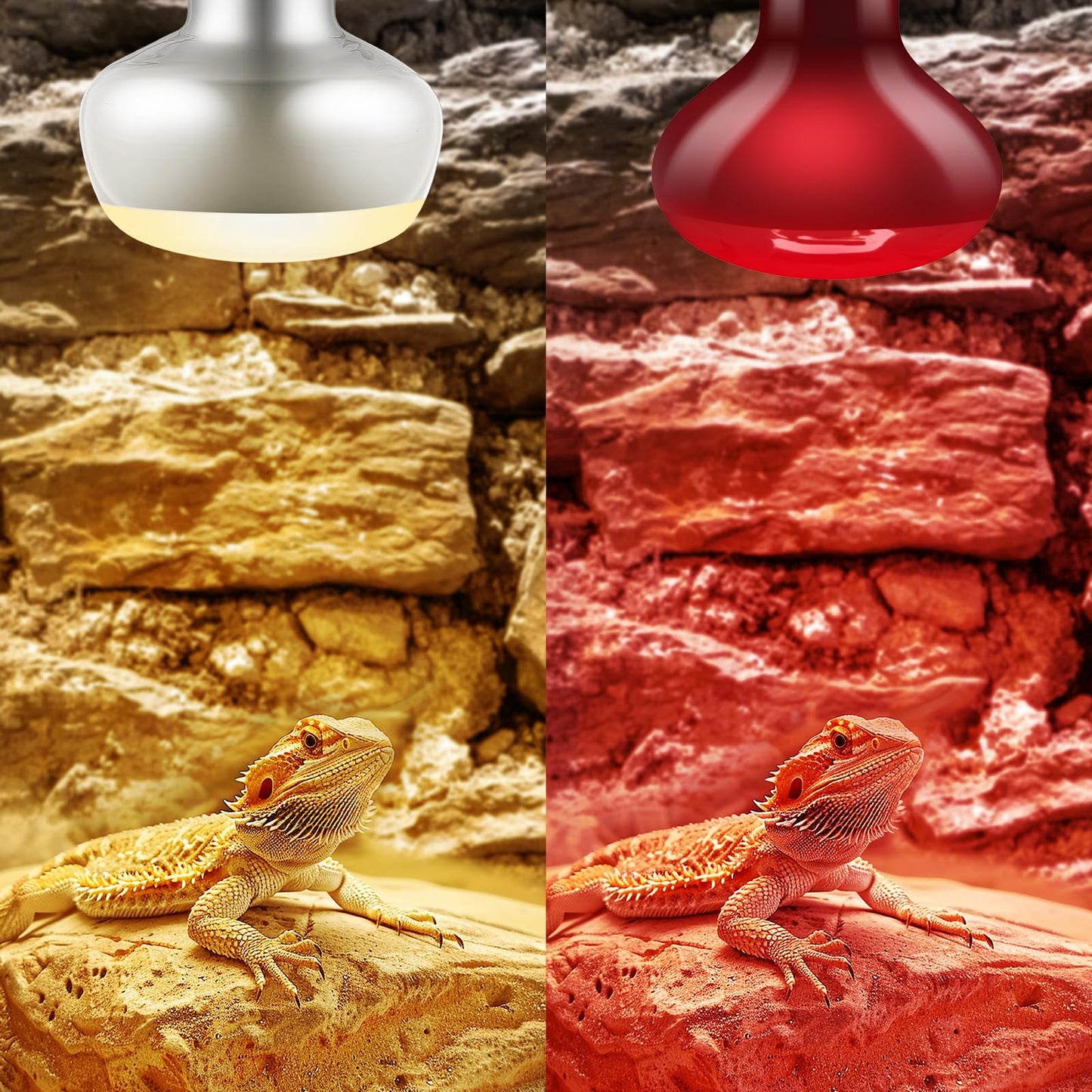 DXOPHIEX 2 Pack 100W Reptile Heat Lamp Bulbs Reptile Heat Bulbs, UVA Basking Bulb and Infrared Light Bulb Combo, Basking Light for Bearded Dragon, Turtles, Snake and Lizard