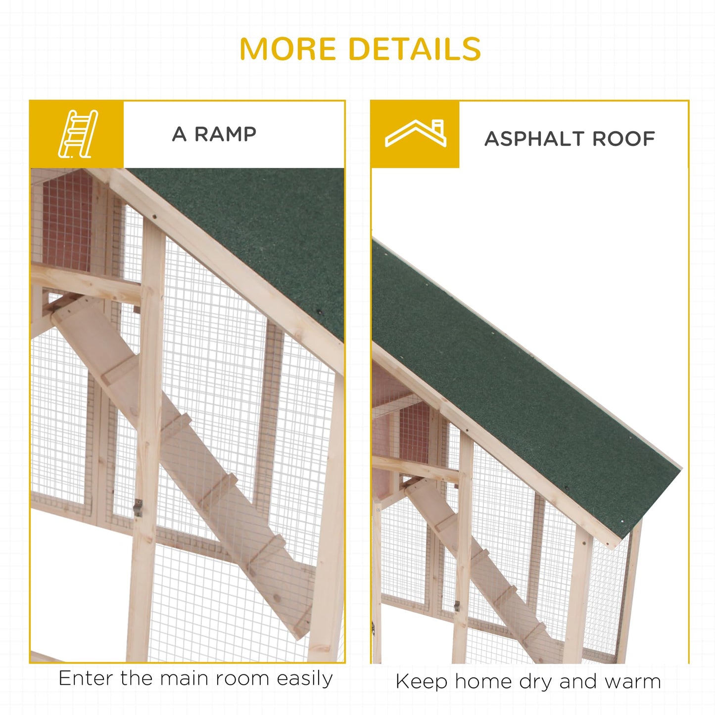 PawHut 55" L 2-Tier Wooden Rabbit Hutch Bunny Cage Small Animal House with Ramp, Waterproof Roof, Removable Tray and Outdoor Run