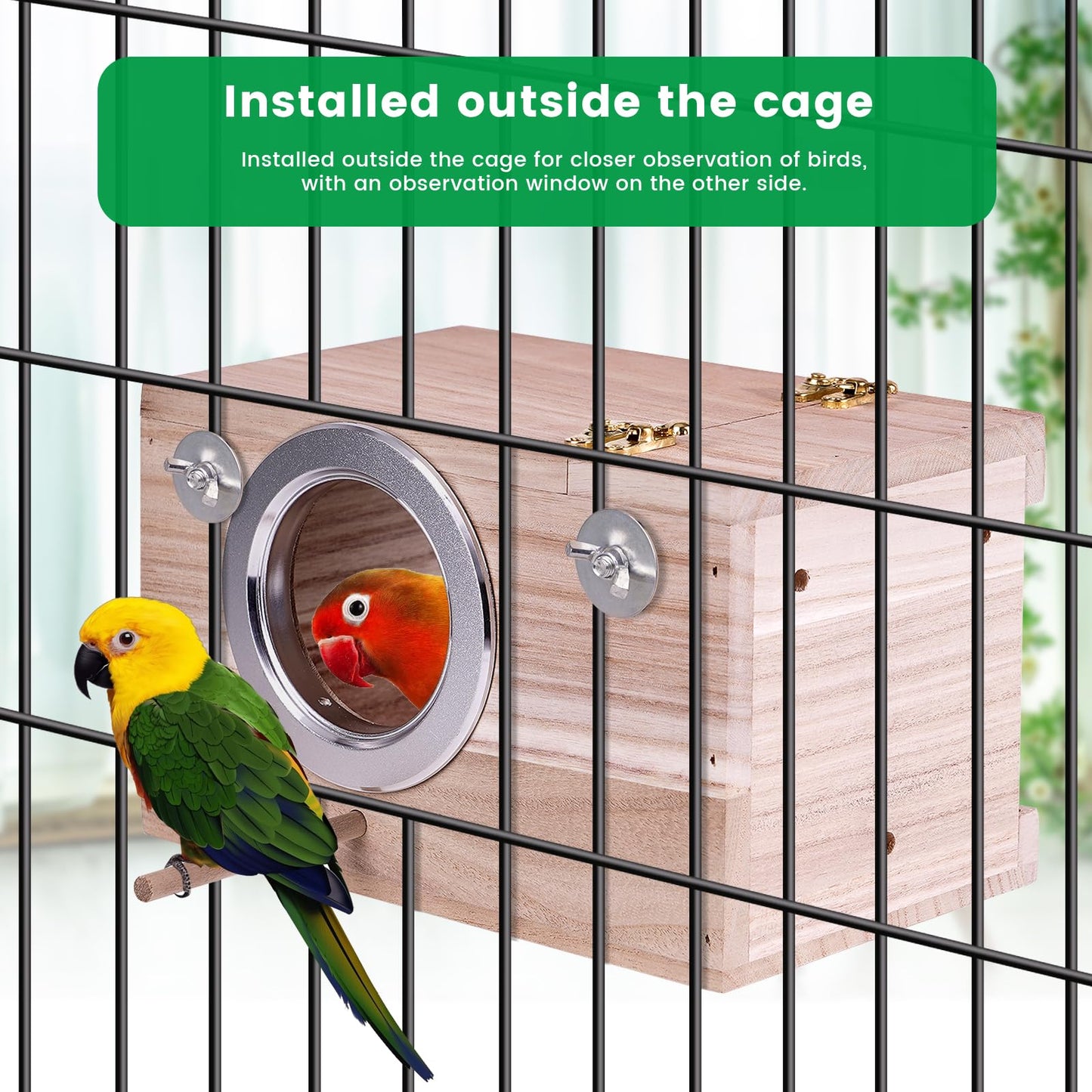 Parakeet Nesting Box for Cage Bird Breeding Box for Parakeet Nest, Large Nesting Box Inside Cage with Wooden Board for Lovebirds Budgie Conure Parrot Cockatiel Bird Accessories