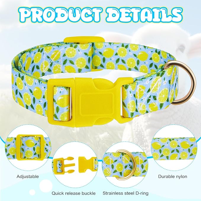 Talltalk 2 Pack Goat Collars with Bells Grazing Copper Bell and Adjustable Nylon Collar Set Loud Bronze Bell for Farm Sheep Cow Sheep Dog Accessories Christmas Thanksgiving Gift(Lemon, Bee)