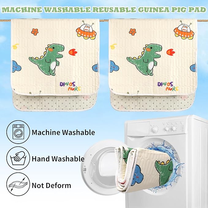 UPINS 2-Piece Guinea Pig Pee Pads, 47 X24 Inches Guinea Pig Cage Liner Reusable Guinea Pig Mat for Small Animals Hamster Rabbit Squirrel