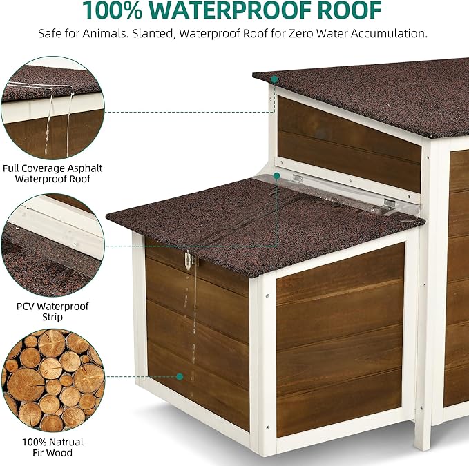 YITAHOME Chicken Coop Large Wooden Chicken House Chicken Pen Outdoor with 2 Nesting Boxes Poultry Cage Rabbit Hutch Duck Cage with Weatherproof Roof (Brown)