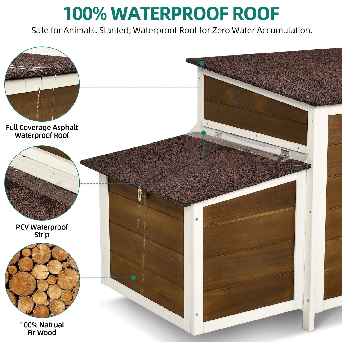 YITAHOME Chicken Coop Large Wooden Chicken House Chicken Pen Outdoor with 2 Nesting Boxes Poultry Cage Rabbit Hutch Duck Cage with Weatherproof Roof (Brown)