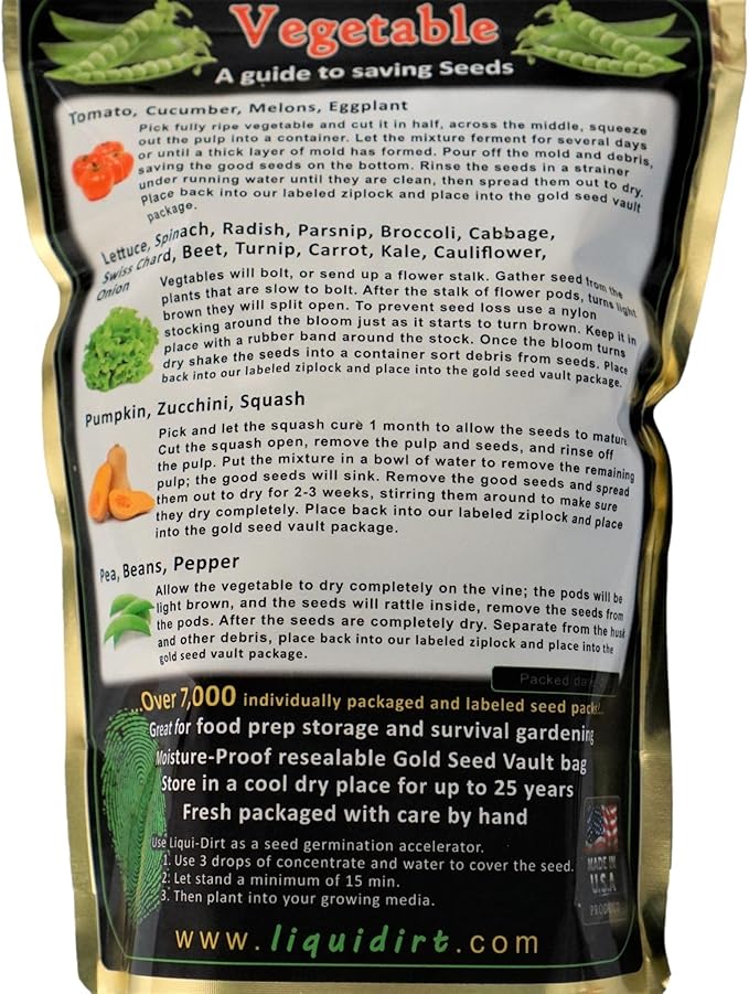 Heirloom Fruit and Vegetable Seeds - 38 Varieties, Over 8,000 Non-GMO, Non-Hybrid, Chemical-Free Seeds for Survival Garden Seed Bank
