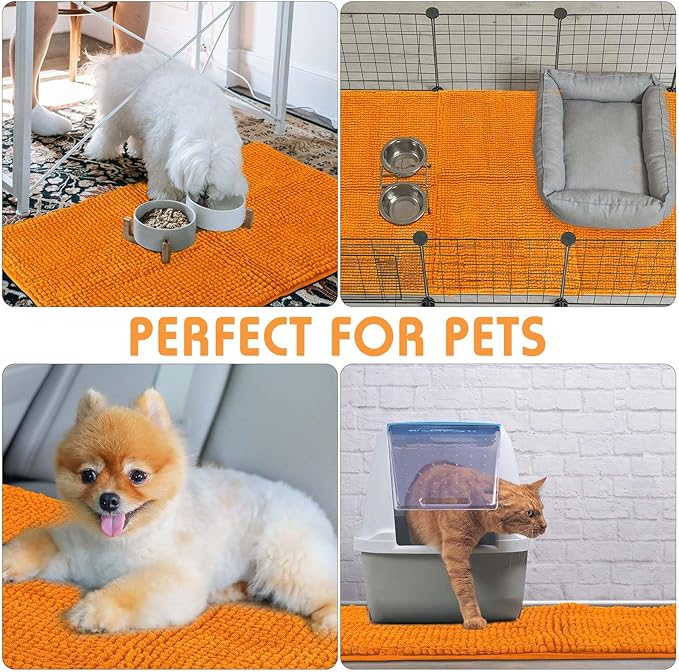 Amylove 4 Pcs Guinea Pig Cage Liner Guinea Pig Bedding Washable Fleece Pee Pads Reusable Small Animals Training Mat Small Animal Sleeping Bed for Bunny Hamster (Orange,16 x 24 Inch)