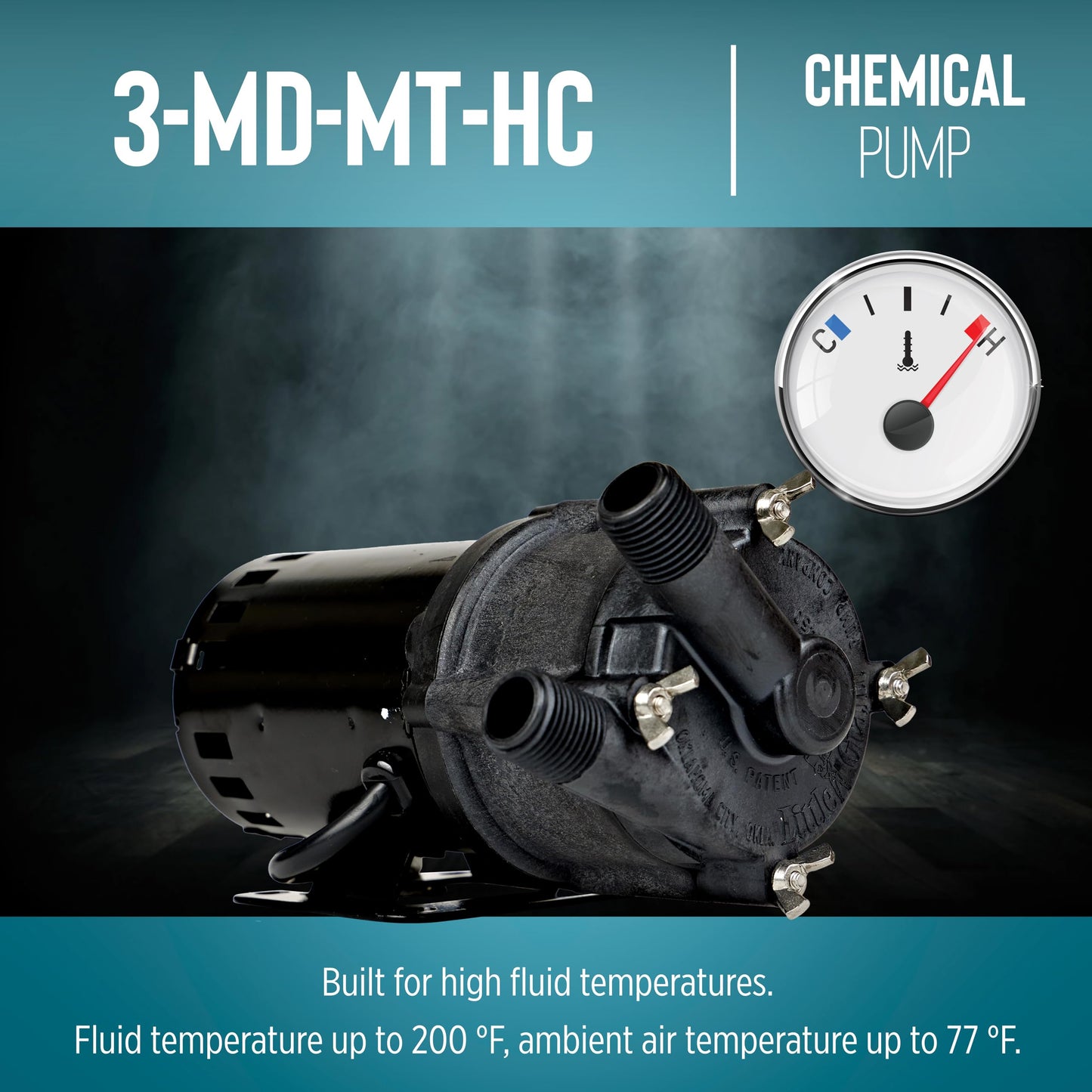 Little Giant 3-MD-MT-HC 115 Volt, 1/25 HP, 8.3 GPM Magnetic Drive Pump for Highly Corrosive Chemicals with 6-Ft. Power Cord, Black, 578603