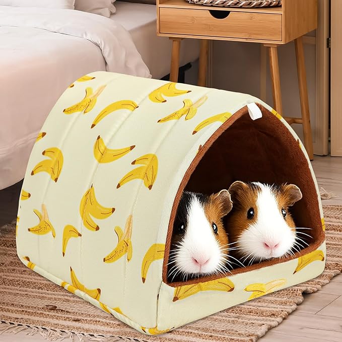 UPINS 2 Pack Guinea Pig Bed, Guinea Pig Hideout Washable Small Animal House Cage Accessories for Dwarf Rabbits Chinchillas Hamsters Hedgehogs Ferrets Bearded Dragons and Rats(9.84 x 9.84 inches)