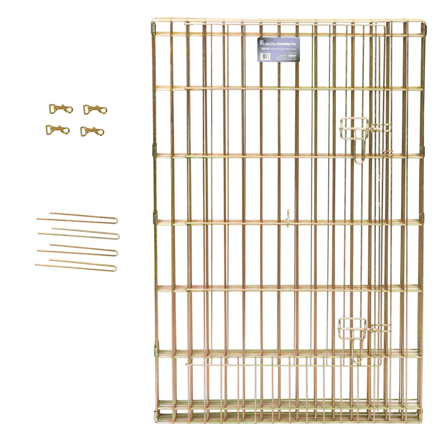 MidWest Homes for Pets Folding Metal Puppy/Dog Exercise Pen, Indoor/Outdoor Playpen with Door, 16 Sq Feet of Play Space, 24-Inches Tall, Gold Zinc