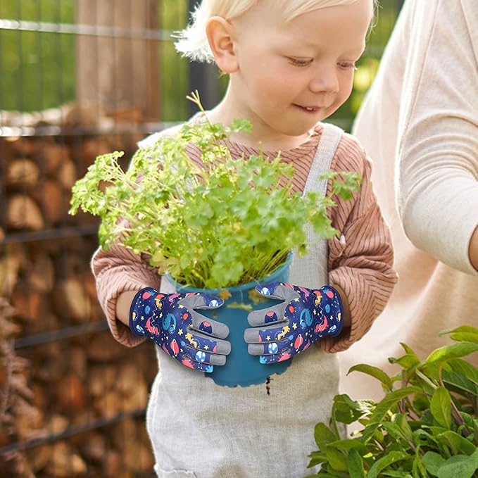 Baidast Gardening Gloves for Kids, Gardening Gloves for Kids (3-5 Years Old) Thorn Proof for Digging, Planting,Pruning