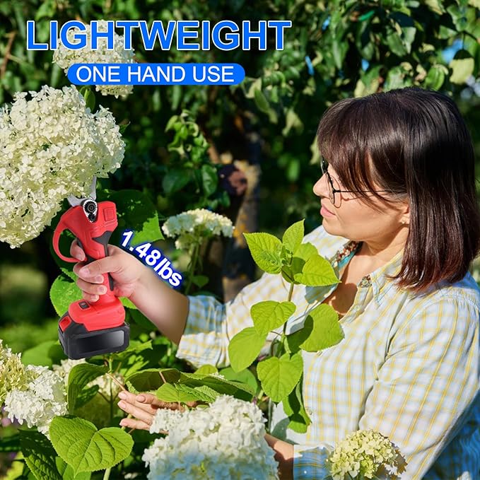 Electric Pruning Shears, 40mm/1.57" Cutting Diameter Cordless Tree Pruner with 2PCS 2000mAh Enhanced Batteries & Replacement Blade Set, Upgraded 21V Gardening Pruner for Tree Branch Grass Trimming