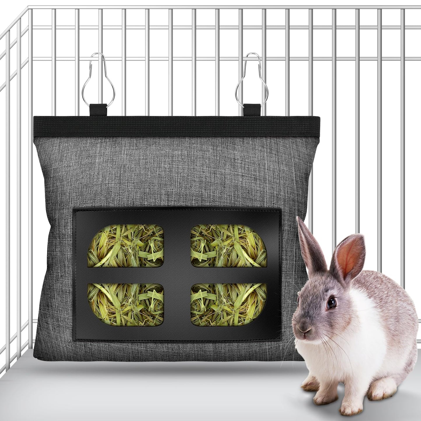 Rabbit Hay Feeder Bag Guinea Pig Hanging Hay Feeding Bag Storage Dispenser for Chinchilla Hamster Bunny Small Animal Pet