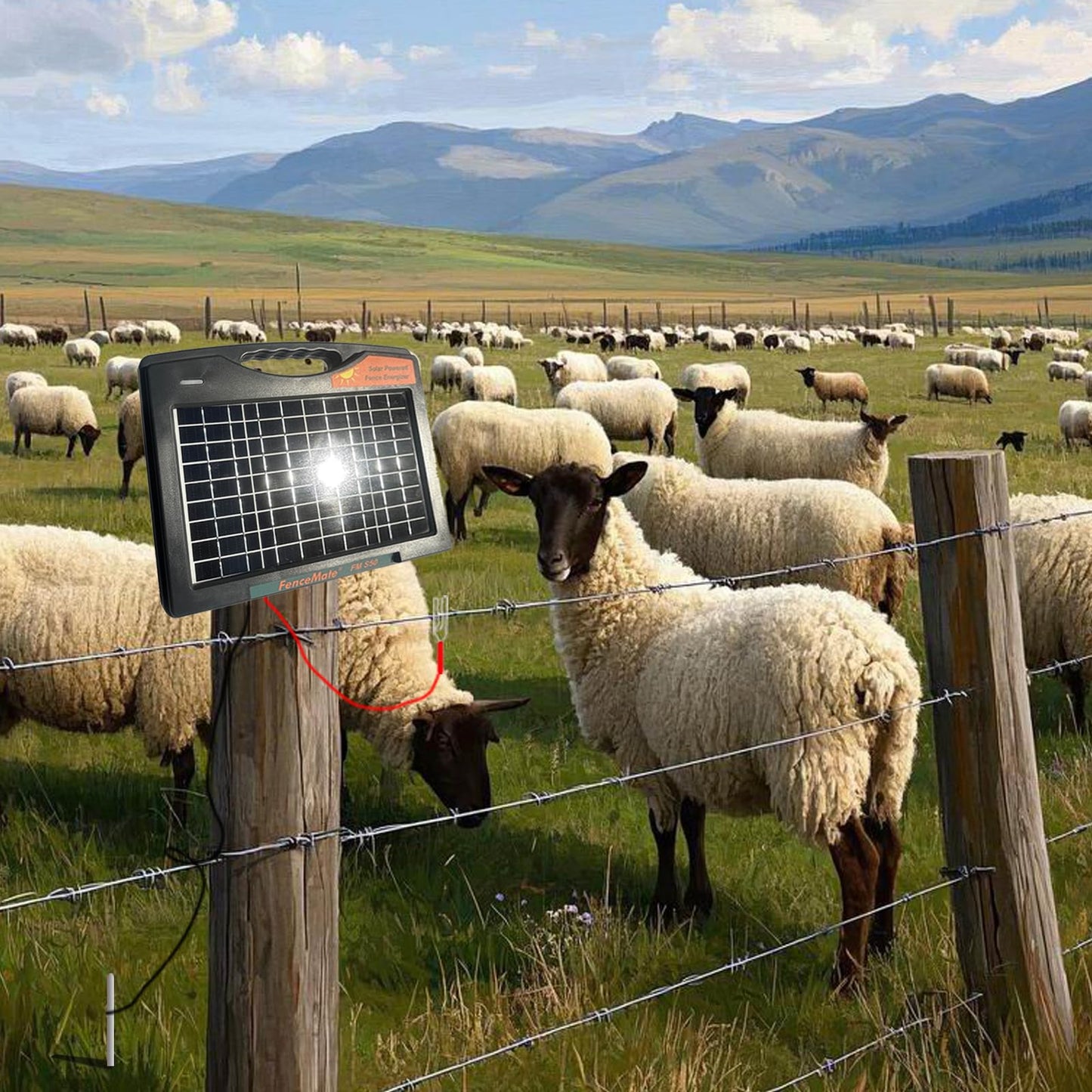 FenceMate Solar Powered Fence Charger 0.65J to 30 Miles for Containment of Livestock, Poultry or Hobby Farming, Portable Electric Fence Charger for Exclusion of Nuisance or Wild Animals Low Impedance
