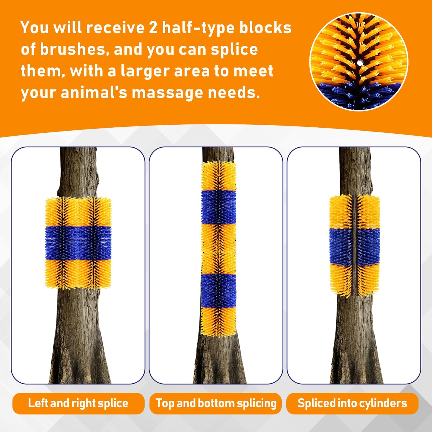 2PCS Livestock Scratch Brush with 4 Screws - Grooming Brushes for Horse, Goat, Cow, Pig - Cattle Supplies with Back Scratcher
