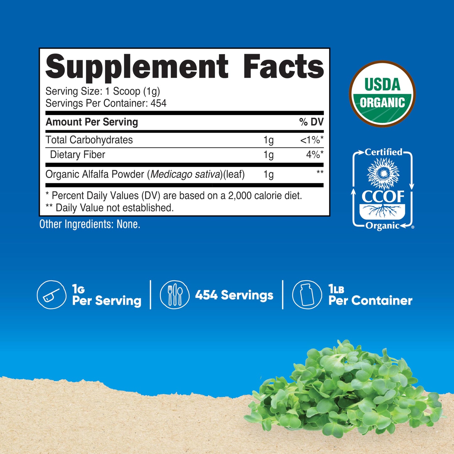 Nutricost Organic Alfalfa Powder 1LB - USDA Certified 100% Organic, Vegetarian, Non-GMO, Gluten Free