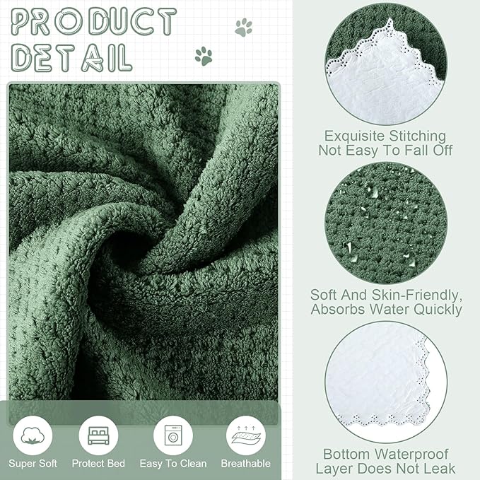 10 Pcs Guinea Pig Cage Liners Washable Rat Bedding for Guinea Pigs Controlling Absorbent Waterproof Pee Pads Blanket for Rabbits Hamster Small Animals Chinchilla(14 x 28 Inch,Dark Green)