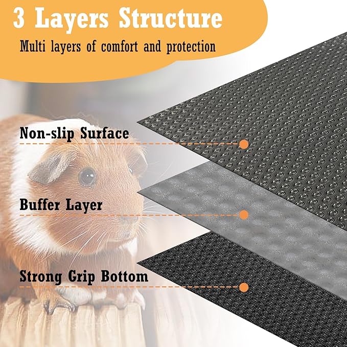 Hamiledyi Guinea Pig Cage Liner Reusable Guinea Pig Bedding Easily Cut to Suit Cage Washable and Anti Slip Guinea Pig Pee Pads for Small Animal Hamster Rat Rabbit Chinchillas (24" x 118" Black)