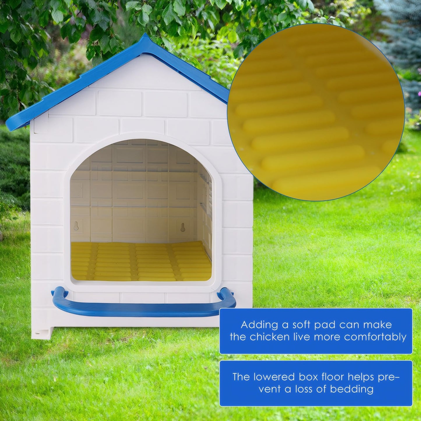 Waterproof Chicken Nesting Box for Laying Eggs - Easy to Assemble, Washable Nesting Pad, Wall or Ground Mounted, Indoor & Outdoor Use for Chicken, Duck, Rabbit, Poultry (1 Pack)