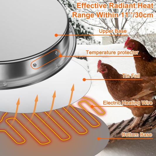 ZenxyHoC 11in Chicken Water Heater for Drinker, 110W Poultry Waterer Heated Base for Metal Drinking Fountains