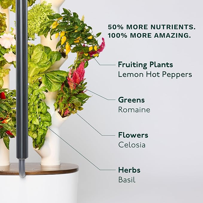 Gardyn Studio Vertical Hydroponics Growing System Kit - 16 Non-GMO Plants, Herbs, Vegetables - Tower Garden - Hydroponic Herb Garden Planter Indoor Kit - Indoor Gardening System with LED Grow Lights