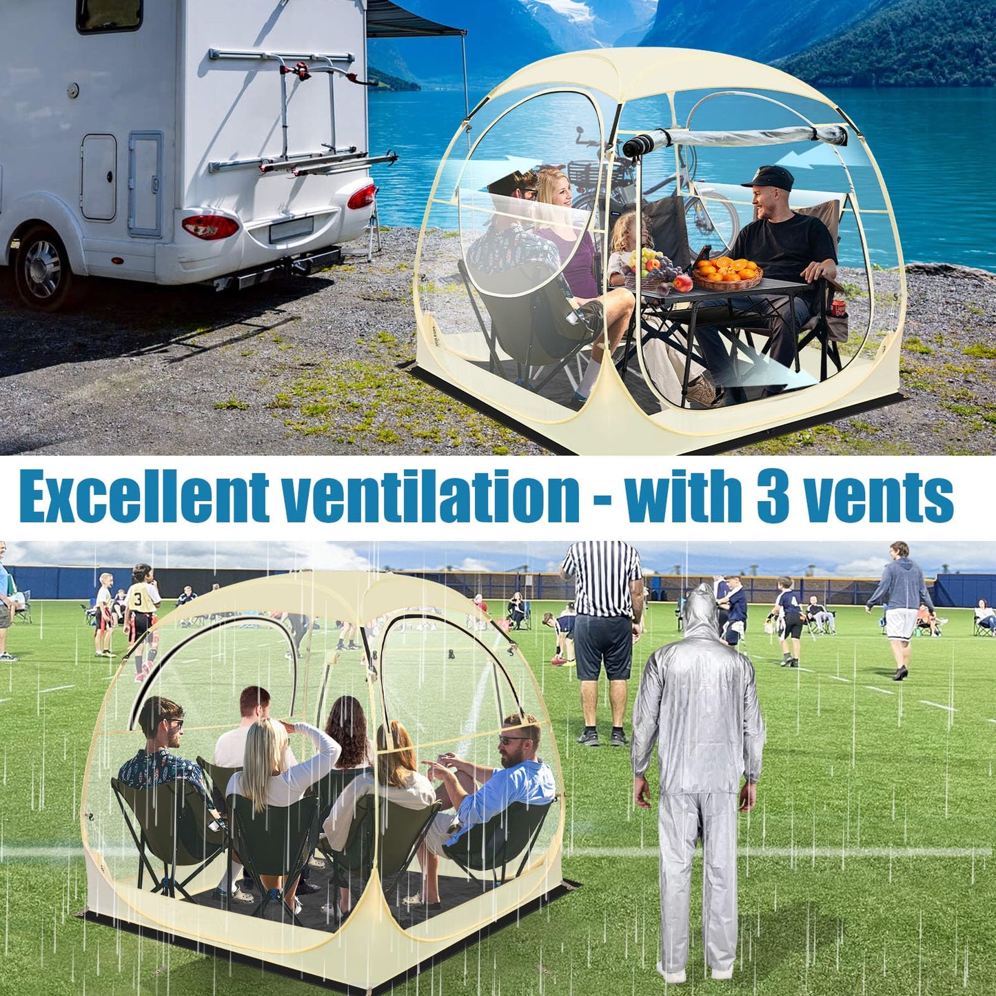 Eapele Sports Tent - Instant Pop-Up Shelter, Fits 6 Person Compact or 4 Person Comfortably, Rain Protection for Sports, Camping, Fishing & Parades