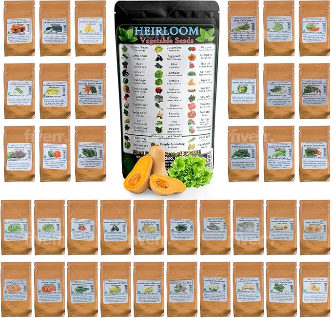 Heirloom Seeds Combo Pack Fruit and Vegetables Over 8,000 Seeds (38 Varieties) and Medicinal/Cooking Herbs Packs Over 12,000 Seeds (27 Varieties) for Your Garden (65 Total Combined Varieties)