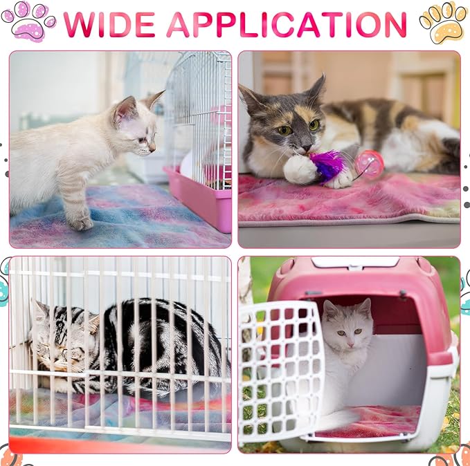 Reginary 4 Pcs Waterproof Guinea Pig Blankets Washable Small Animal Fleece Bedding Absorbent Guinea Pig Cage Liners Reusable Pet Pee Pad Sleep Mat for Hamster Ferret(Tie Dye Pattern,24 x 16 Inch)