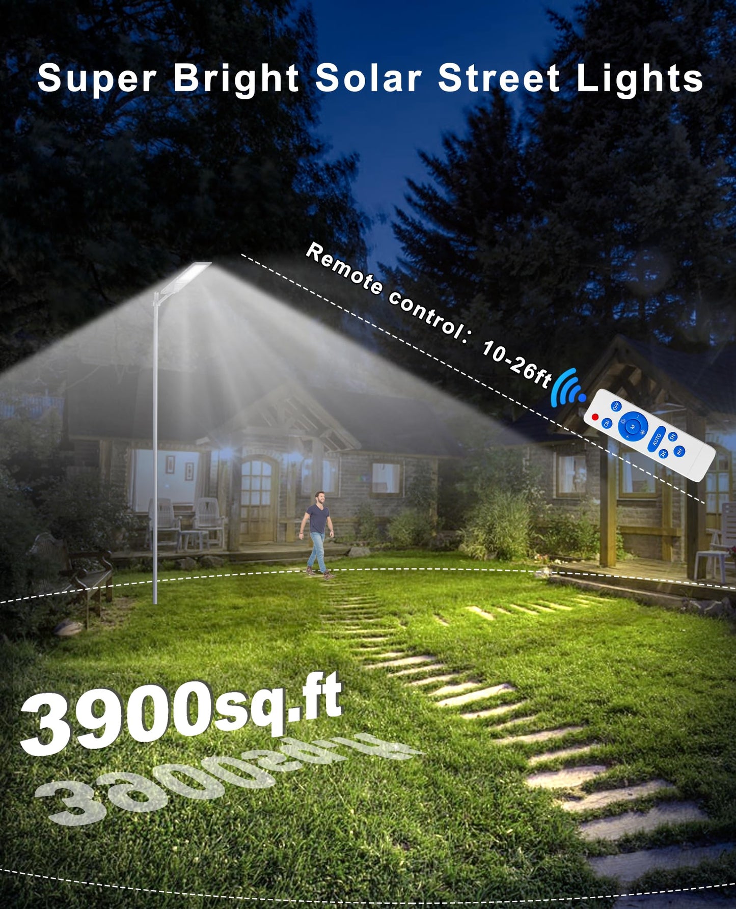 JAYNLT X-12000W Solar Street Lights,6500K Commercial Parking Lot Light Dusk to Dawn,IP68 Waterproof Flood Security Street Lights Motion Sensor for PlayCourt,Farm