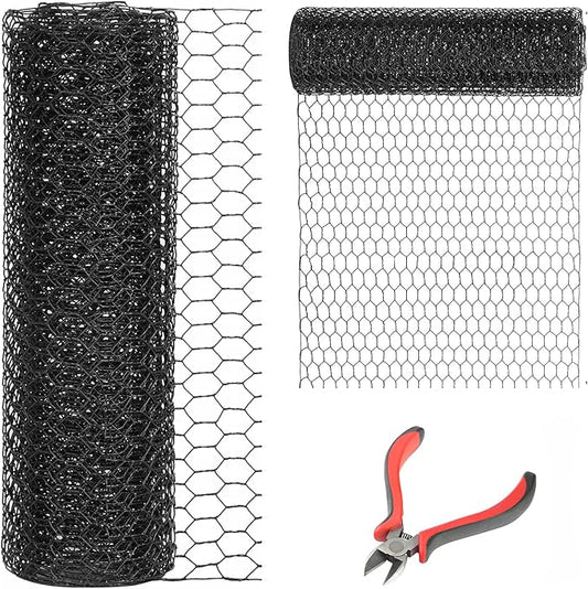 72'' x 150' Black Chicken Wire Fencing, 1 inch Chicken Wire and 20 Gauge Poultry Netting, Garden Mesh Fence Roll for Floral Arrangements/Crafts/Farm/Livestock/Pet Protection
