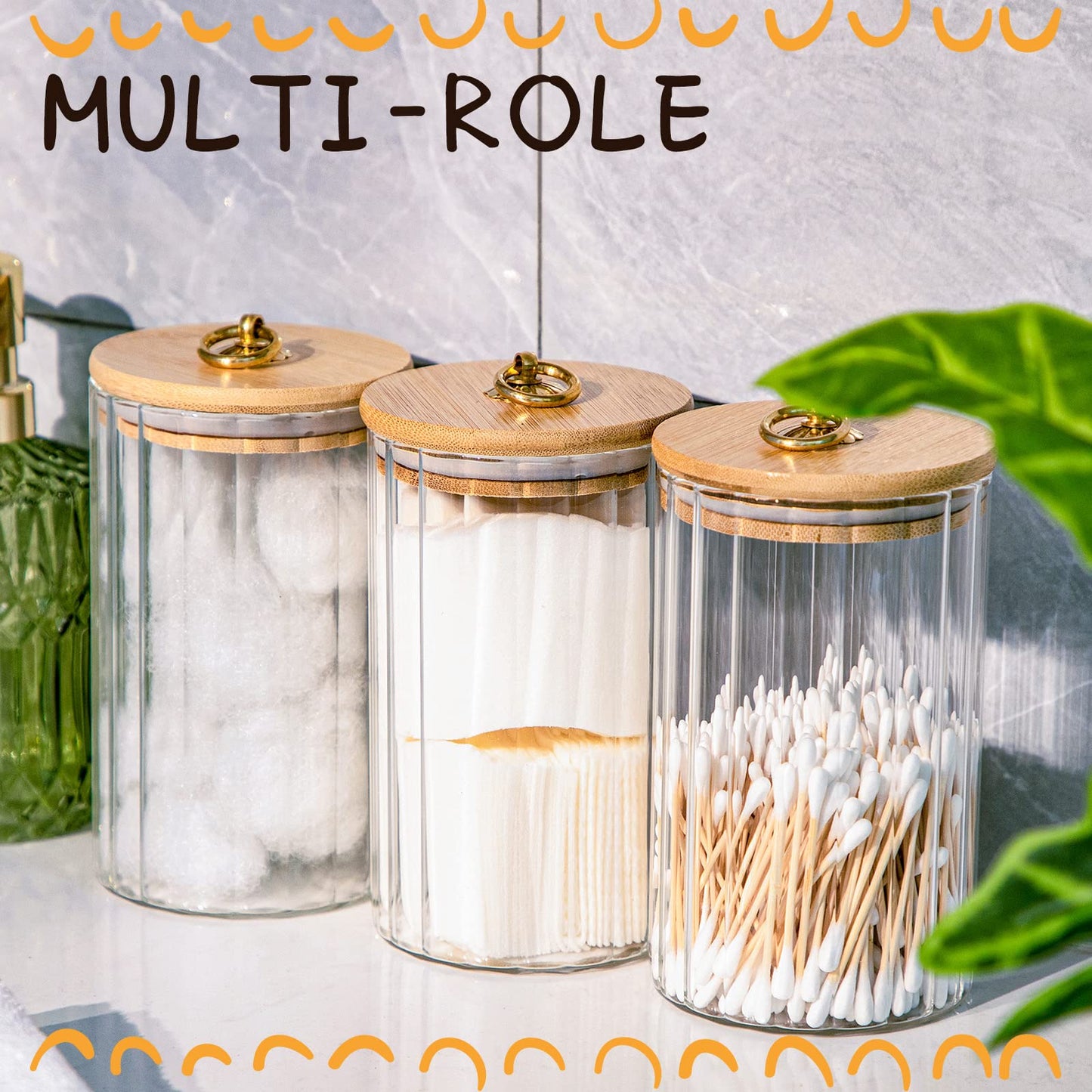 Rtteri 6 Pcs Glass Storage with Airtight Lids 30oz Cookie Storage Jars Decorative Coffee Bar Container Food Glass Canisters and Metal Ring for Xmas Winter Party Supply