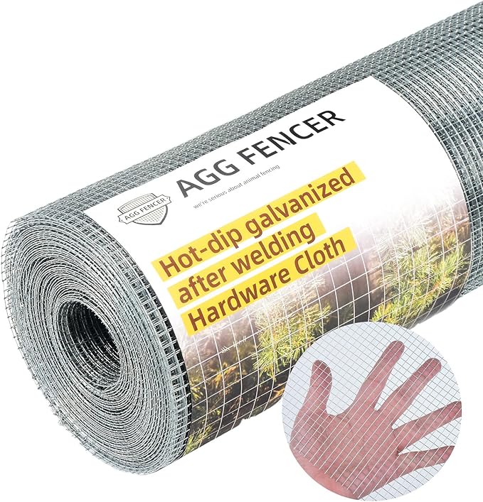 16inch x 100ft Hardware Cloth 1/4 inch Chicken Wire Fencing 23Ga, Hot Dipped Galvanized After Welding Garden Plant Supports Welded Metal Chicken Wire Fence Poultry Animal Netting Cage Screen