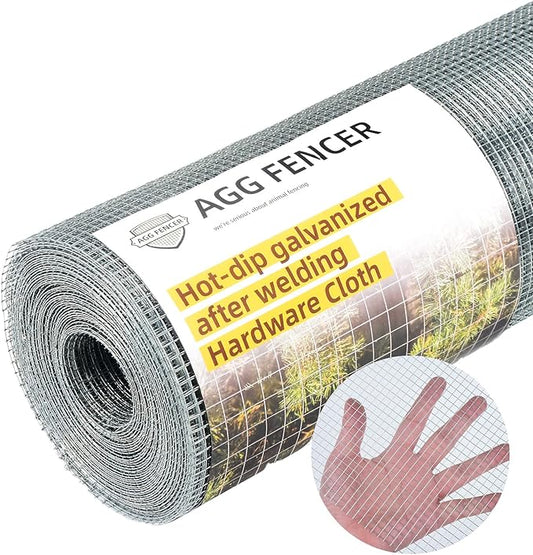 16inch x 100ft Hardware Cloth 1/4 inch Chicken Wire Fencing 23Ga, Hot Dipped Galvanized After Welding Garden Plant Supports Welded Metal Chicken Wire Fence Poultry Animal Netting Cage Screen